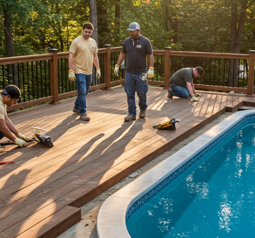 pool deck builders and fiberglass pool installation